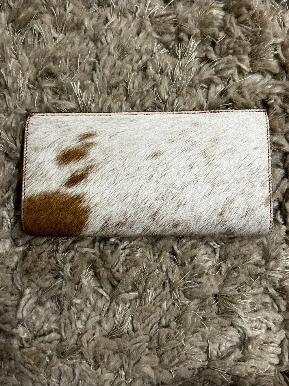 Myra Bag One-of-a-Kind Genuine Hair On Cowhide Envelope Clutch Wallet